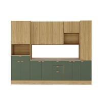 Cozinha Modulada Completa 6 Peças Com Tampo E Rodapé Classic Freijó/freijó Brasil/verde Amalfi - 1