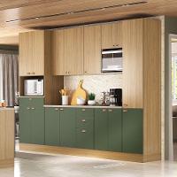 Cozinha Modulada Completa 6 Peças Com Tampo E Rodapé Classic Freijó/freijó Brasil/verde Amalfi - 2