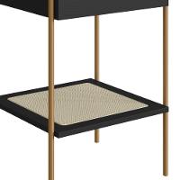 Mesa Lateral De Apoio Oslo Artesano 43 Cm (largura) Mdp Nero Palha Sintética Bege Pé Metal Dourado - 3
