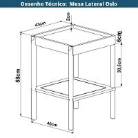 Mesa Lateral De Apoio Oslo Artesano 43 Cm (largura) Mdp Nero Palha Sintética Bege Pé Metal Dourado - 6