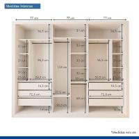 Guarda Roupa 3 Portas De Correr 6 Gavetas Nápoli Minastex Branco - 8
