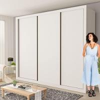 Guarda Roupa 3 Portas De Correr 6 Gavetas Nápoli Minastex Branco - 9