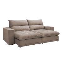 Sofá Retrátil E Reclinável Martinho Veludo Bege Escuro 2,30m - 1