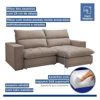 Sofá Retrátil E Reclinável Martinho Veludo Bege Escuro 2,30m - 9