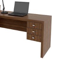 Mesa De Canto Para Escritório Em L Angular Com 3 Gavetas Nogal - 10