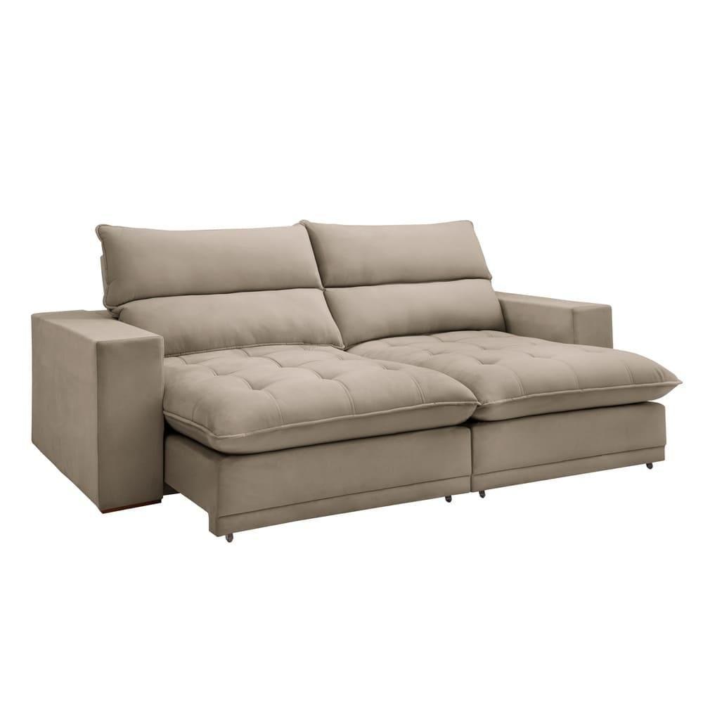 Sofá Retrátil E Reclinável Martinho Boucle Bege 2,30m - 1