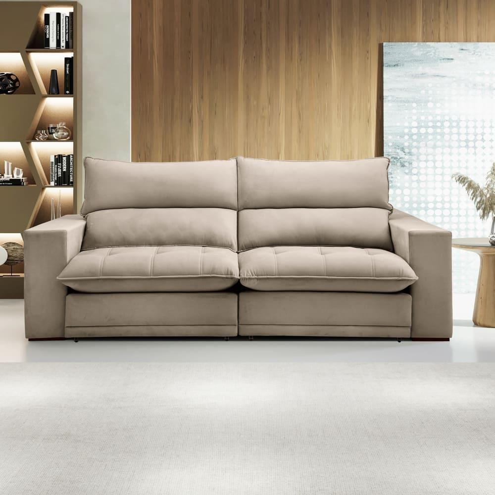 Sofá Retrátil E Reclinável Martinho Boucle Bege 2,30m - 2