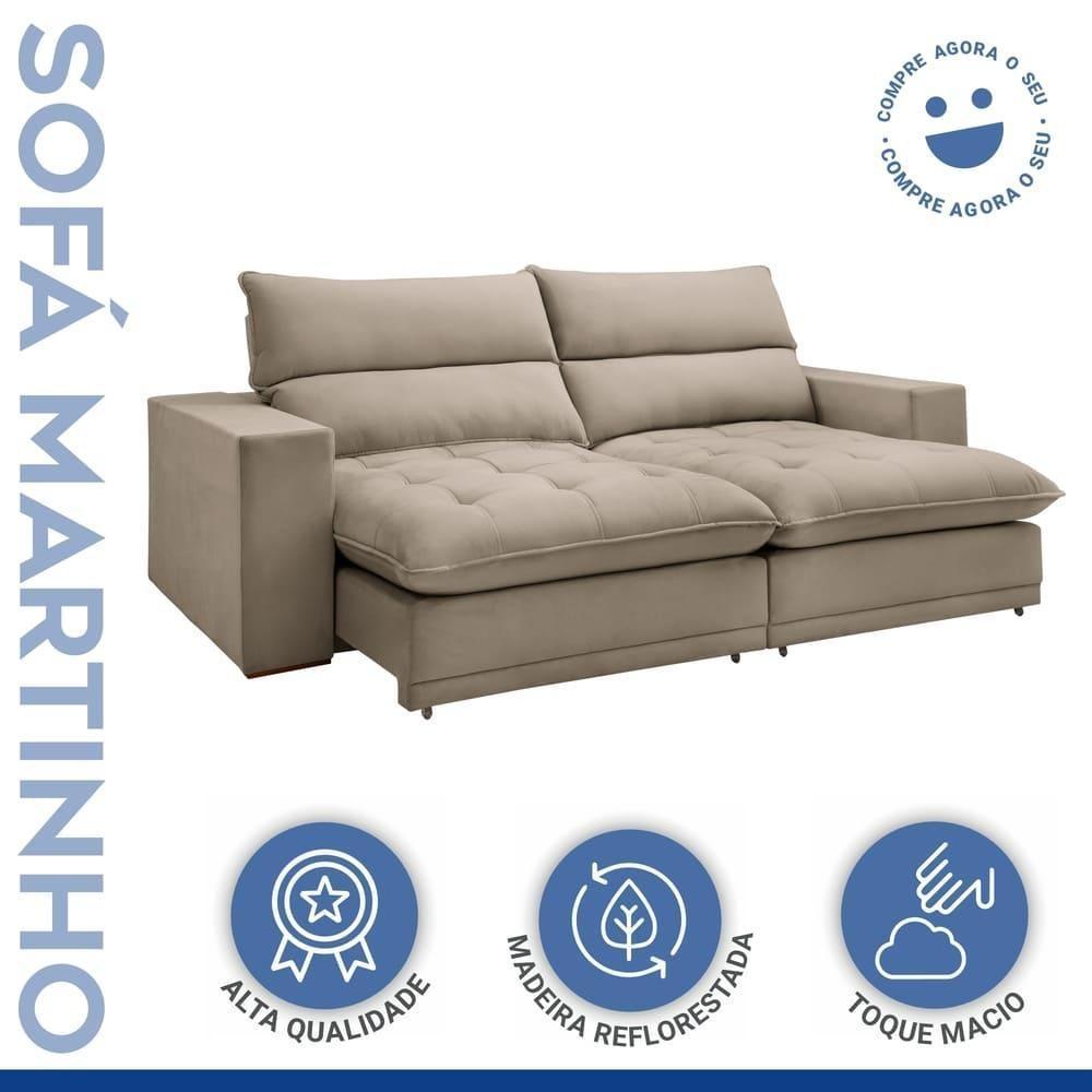 Sofá Retrátil E Reclinável Martinho Boucle Bege 2,30m - 4