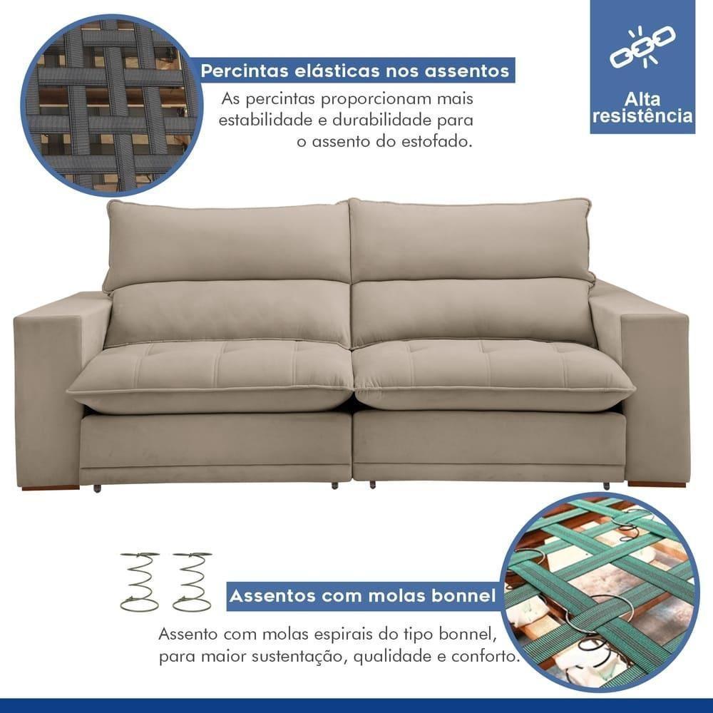 Sofá Retrátil E Reclinável Martinho Boucle Bege 2,30m - 5