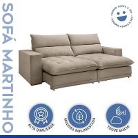 Sofá Retrátil E Reclinável Martinho Boucle Bege 2,30m