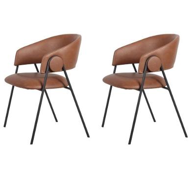 Kit 2 Cadeiras Com Braços Toulouse Júlia Mara Fratini Poliureto (pu) Caramelo Base Aço Carbono Preto