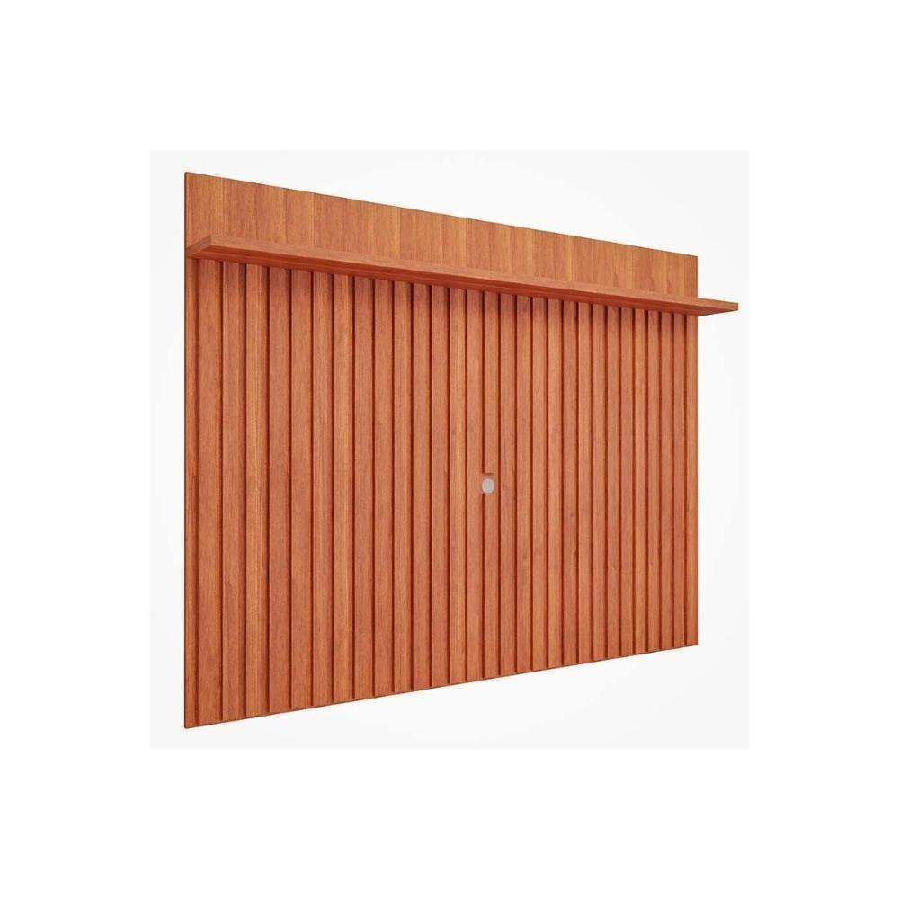 Painel Quarto P/tv Até 70 Pol Trend 100% Mdf Ripado C/ Prateleira 180x135cm Cinamomo - Permóbili - 1