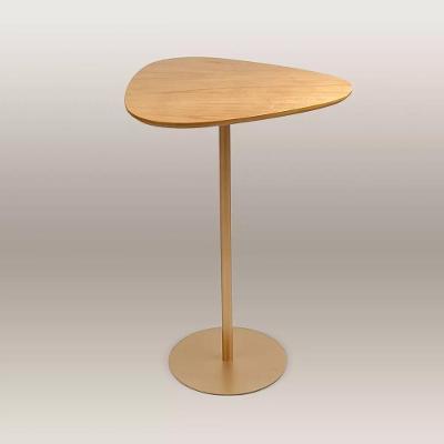 Mesa Lateral Orgânica Up Tampo Cinamono E Metal Dourado 60 Cm