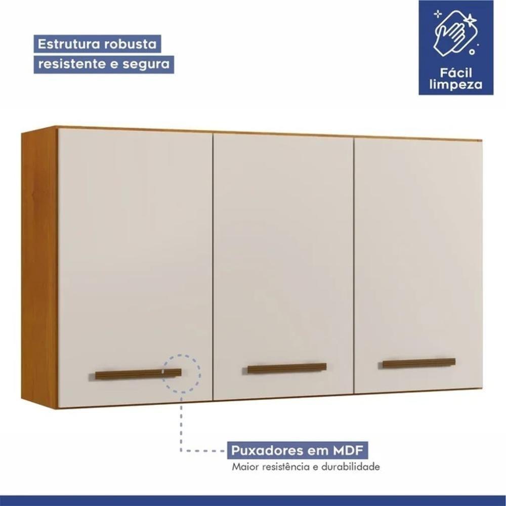 Cozinha Modulada Atenas 10 Portas 3 Gavetas Kaiki Móveis Nature Off White - 2
