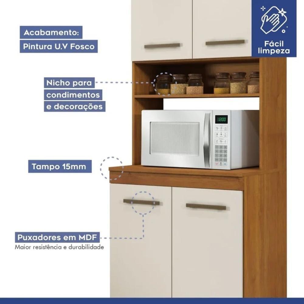 Cozinha Modulada Atenas 10 Portas 3 Gavetas Kaiki Móveis Nature Off White - 4