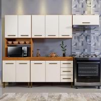 Cozinha Modulada Atenas 10 Portas 3 Gavetas Kaiki Móveis Nature Off White - 6