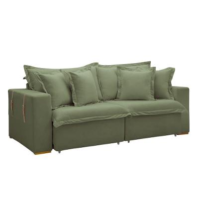 Sofá Cama Retrátil E Reclinável Arizona Boucle Verde 2,40m
