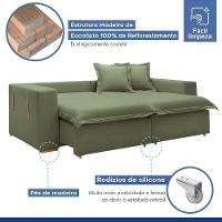 Sofá Cama Retrátil E Reclinável Arizona Boucle Verde 2,40m - 7