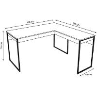 Mesa De Canto Para Escritório Em L Angular Com 1 Gaveta Amêndoa/preto - 3