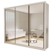 Guarda Roupa 3 Portas De Correr Todo Espelhado 6 Gavetas Ravena Minastex Branco - 1