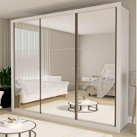 Guarda Roupa 3 Portas De Correr Todo Espelhado 6 Gavetas Ravena Minastex Branco - 2