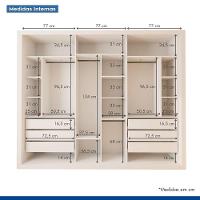 Guarda Roupa 3 Portas De Correr Todo Espelhado 6 Gavetas Ravena Minastex Branco - 8