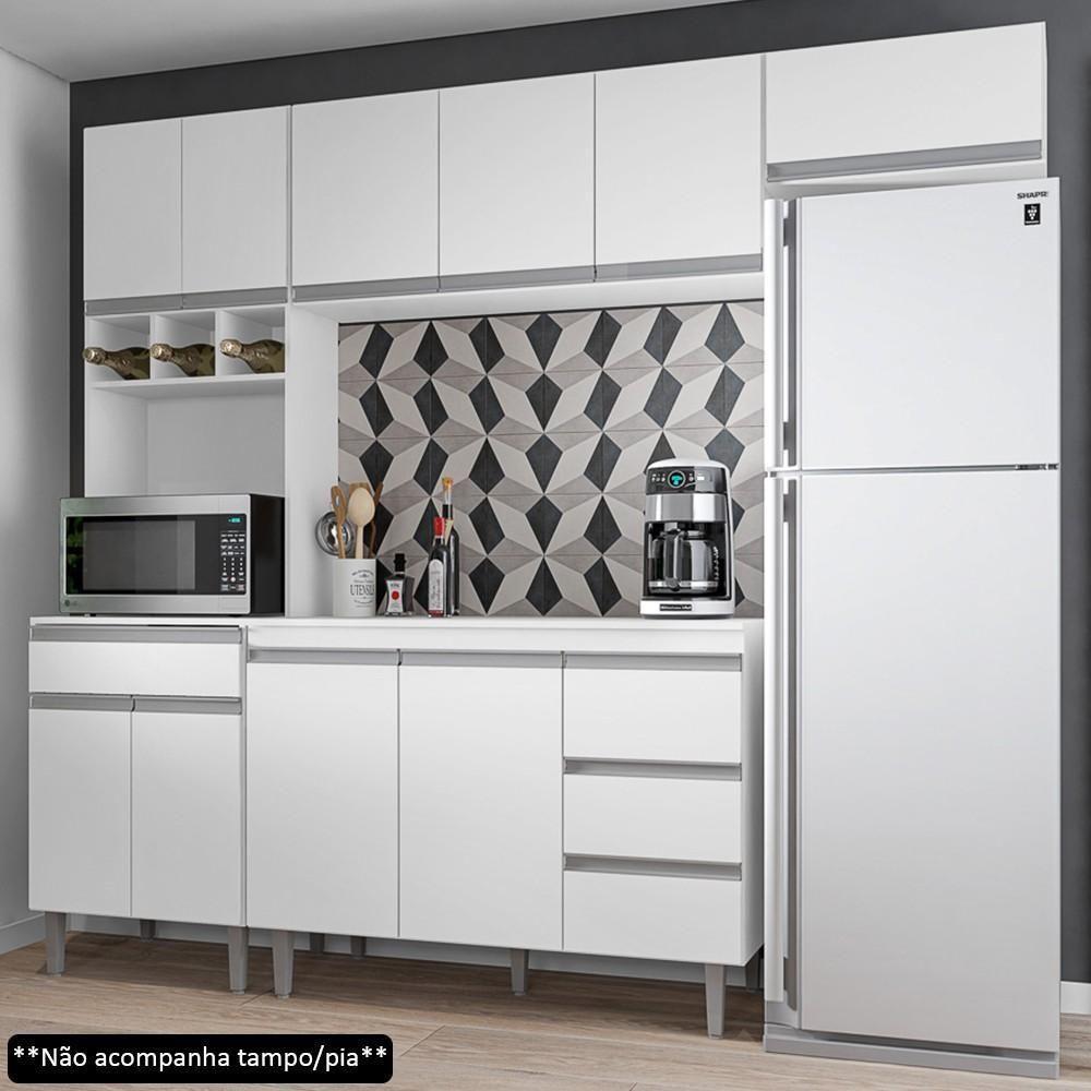 Cozinha Modulada 4 Peças Balcão Sem Tampo 120cm Andréia Branco - Ajl Móveis - 2