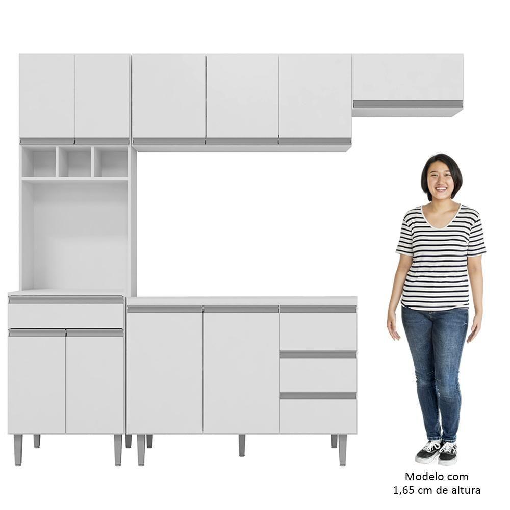 Cozinha Modulada 4 Peças Balcão Sem Tampo 120cm Andréia Branco - Ajl Móveis - 5