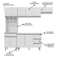 Cozinha Modulada 4 Peças Balcão Sem Tampo 120cm Andréia Branco - Ajl Móveis - 3