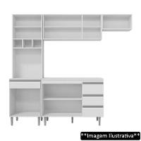 Cozinha Modulada 4 Peças Balcão Sem Tampo 120cm Andréia Branco - Ajl Móveis - 6