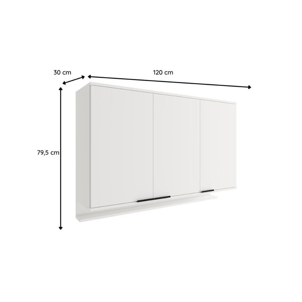 Armário Aéreo Para Cozinha Alpha 2501 Com 3 Portas 120cm Branco - 2