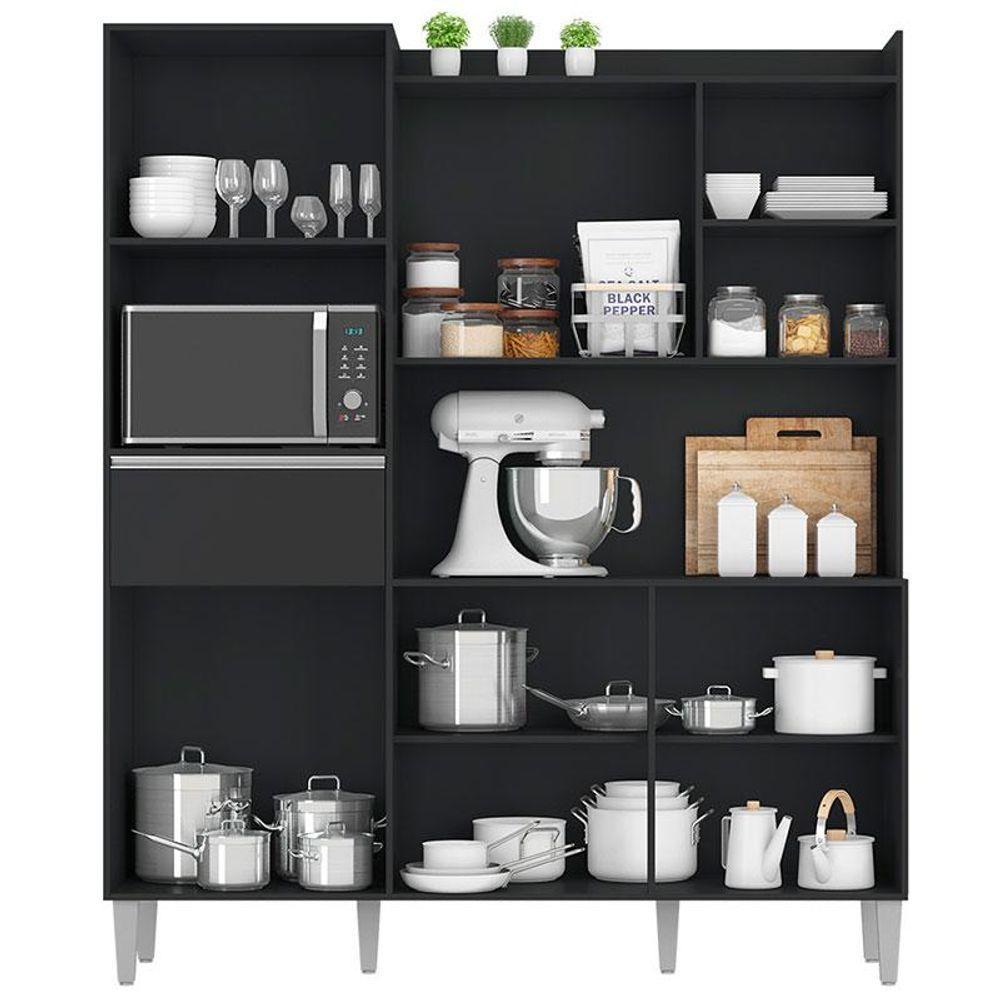 Armário Para Cozinha Kit Ambiente Isabel Preto Fosco - Ajl - 3