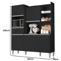 Armário Para Cozinha Kit Ambiente Isabel Preto Fosco - Ajl - 2