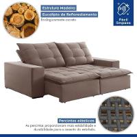 Sofá Retrátil E Reclinável Paris Veludo Bege Escuro 2,50m - 5