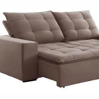 Sofá Retrátil E Reclinável Paris Veludo Bege Escuro 2,50m - 9