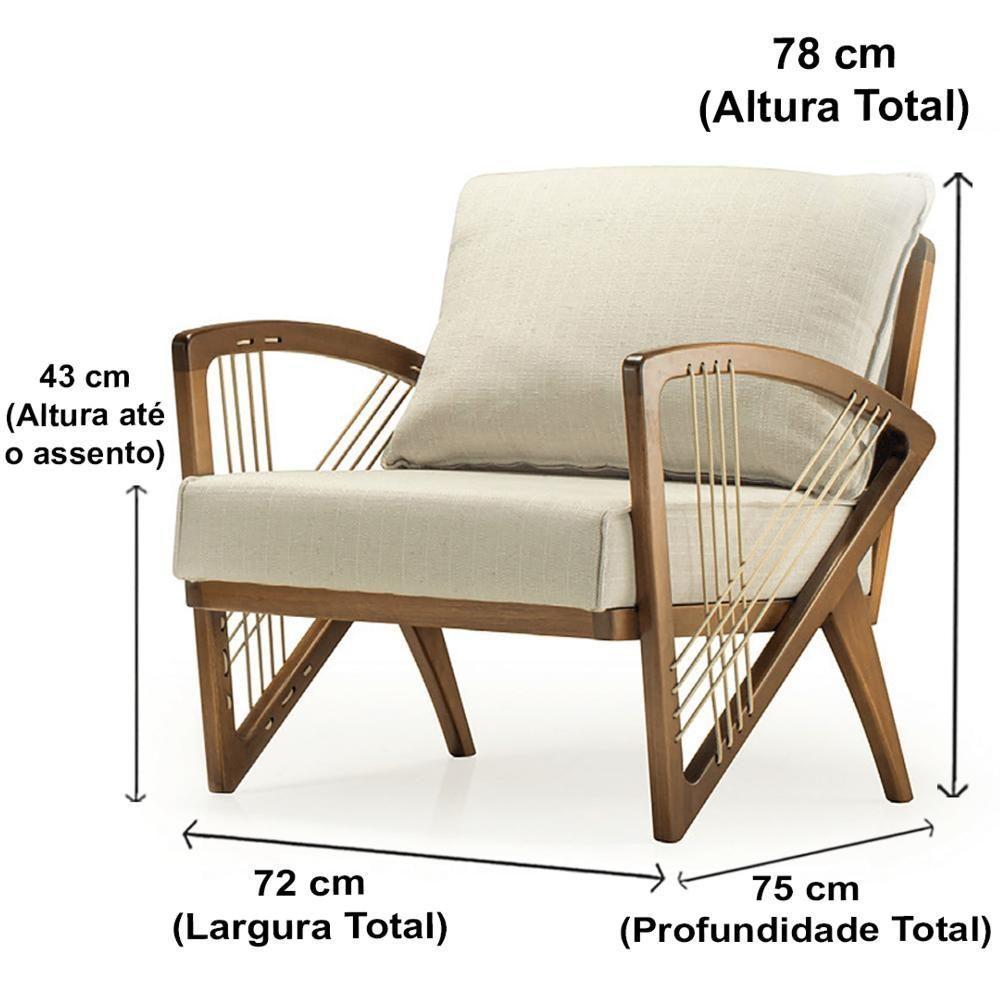 Poltrona Com Braços Gandú Ozki Madeira Eucalipto Cedro Tecido Bege Corda Couro Reconstituído - 4