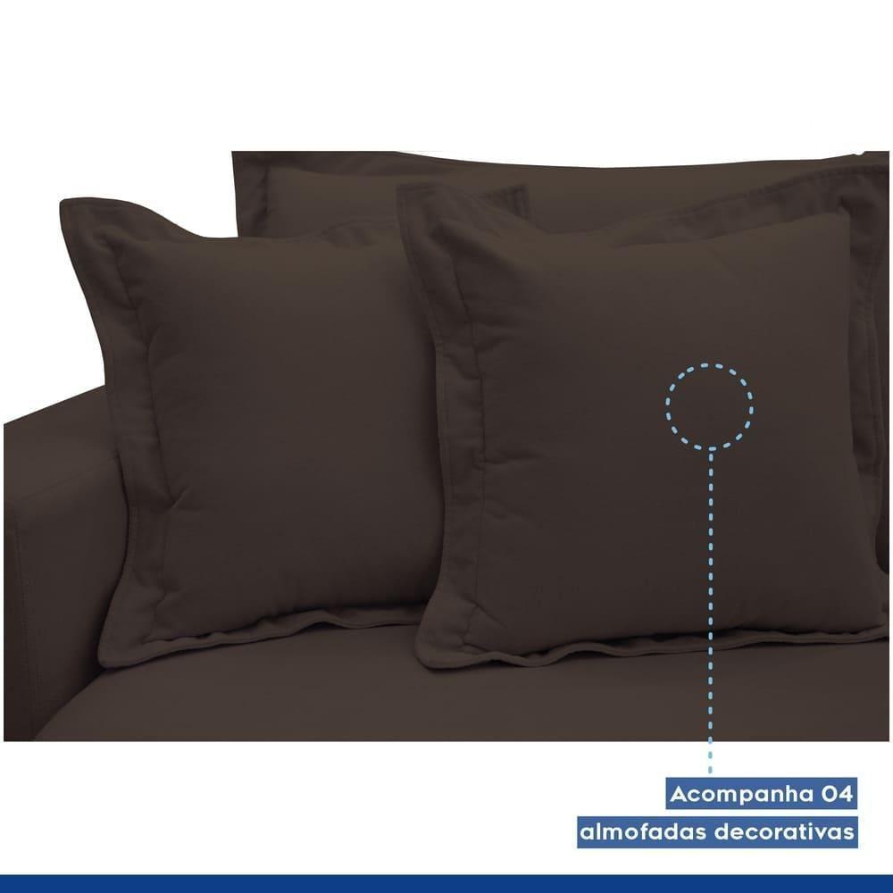 Sofá Cama Retrátil E Reclinável Arizona Veludo Marrom 2,40m - 10