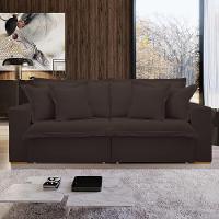 Sofá Cama Retrátil E Reclinável Arizona Veludo Marrom 2,40m - 2