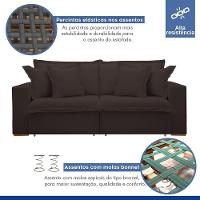 Sofá Cama Retrátil E Reclinável Arizona Veludo Marrom 2,40m - 8
