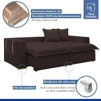 Sofá Cama Retrátil E Reclinável Arizona Veludo Marrom 2,40m - 9