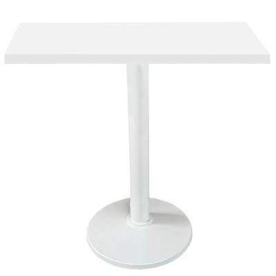 Mesa Zeta Ferro Branco 75 Cm (alt) Disco Redondo Tampo Mdp Quadrado 70 Cm (larg) X 2,50 Cm Alt Branco