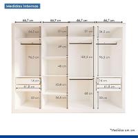 Guarda Roupa 4 Portas De Correr Com Espelhos 4 Gavetas Firenze Minastex Branco - 3