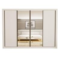 Guarda Roupa 4 Portas De Correr Com Espelhos 4 Gavetas Firenze Minastex Branco - 7