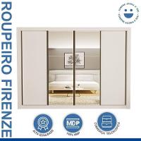 Guarda Roupa 4 Portas De Correr Com Espelhos 4 Gavetas Firenze Minastex Branco - 8