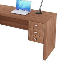 Mesa De Canto Para Escritório Em L Angular Com 3 Gavetas Amêndoa - 2