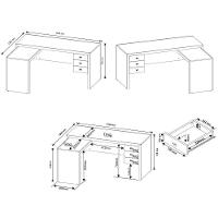 Mesa De Canto Para Escritório Em L Angular Com 3 Gavetas Amêndoa - 8