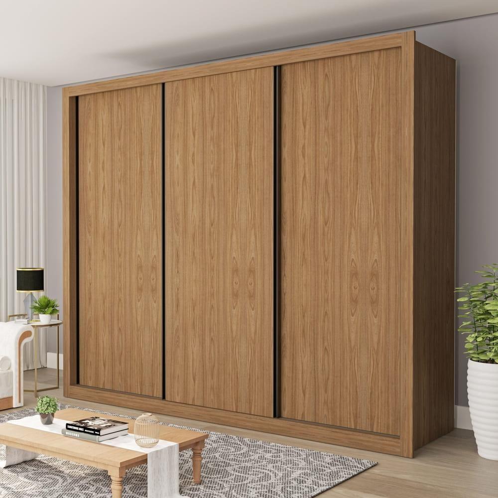 Guarda Roupa 3 Portas De Correr 6 Gavetas Nápoli Minastex Carvalho - 6