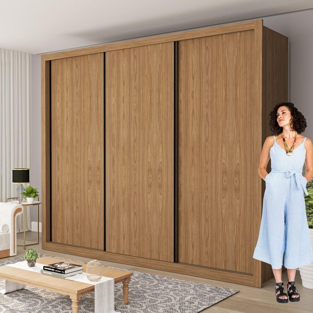 Guarda Roupa 3 Portas De Correr 6 Gavetas Nápoli Minastex Carvalho - 10