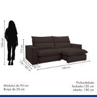 Sofá Retrátil E Reclinável Martinho Veludo Marrom 2,30m - 3