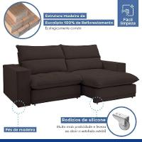 Sofá Retrátil E Reclinável Martinho Veludo Marrom 2,30m - 7